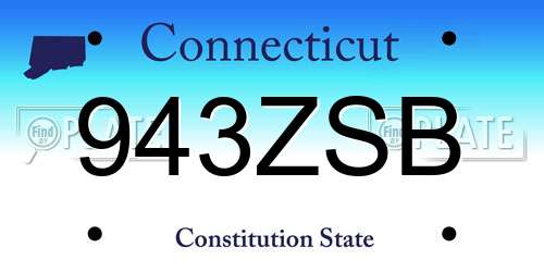 943ZSB Connecticut License Plate