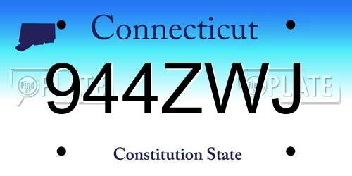 944ZWJ Connecticut License Plate