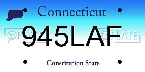 945LAF Connecticut License Plate