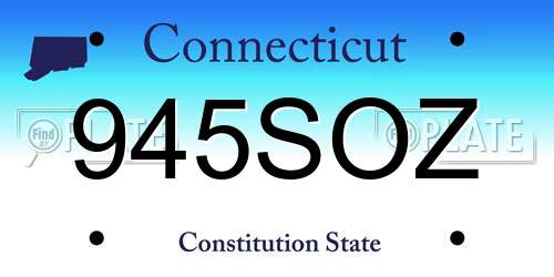 945SOZ Connecticut License Plate