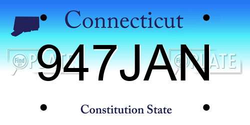 947JAN Connecticut License Plate