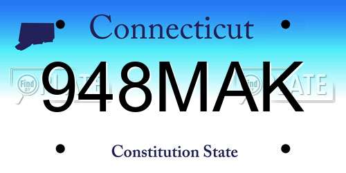 948MAK Connecticut License Plate