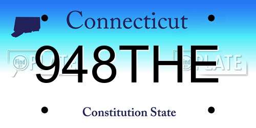 948THE Connecticut License Plate