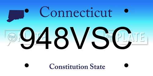 948VSC Connecticut License Plate