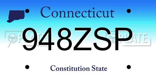 948ZSP Connecticut License Plate