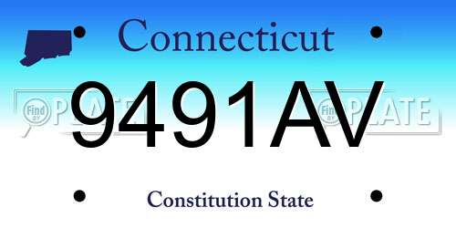 9491AV Connecticut License Plate