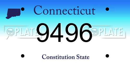 9496 Connecticut License Plate