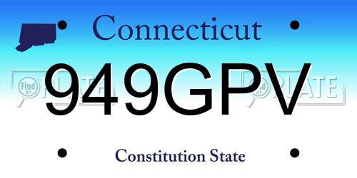949GPV Connecticut License Plate
