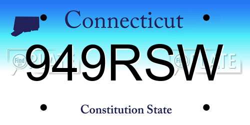 949RSW Connecticut License Plate