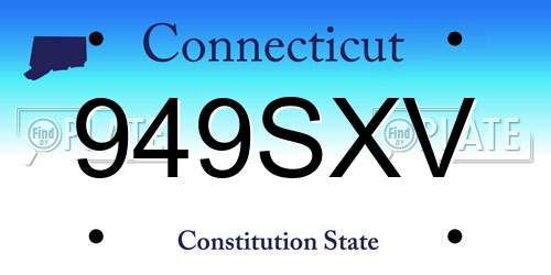949SXV Connecticut License Plate