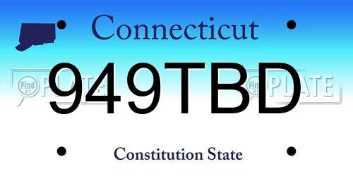 949TBD Connecticut License Plate