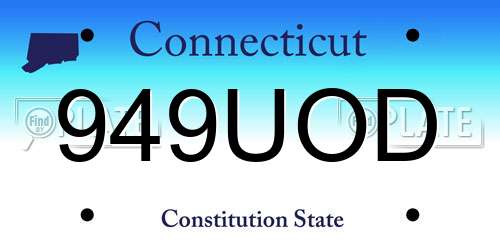 949UOD Connecticut License Plate