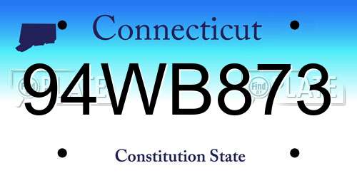 94WB873 Connecticut License Plate