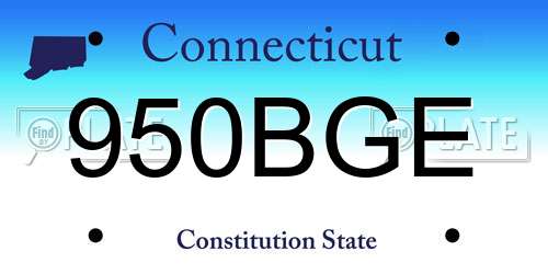 950BGE Connecticut License Plate