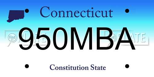 950MBA Connecticut License Plate