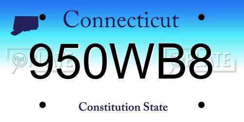 950WB8 Connecticut License Plate