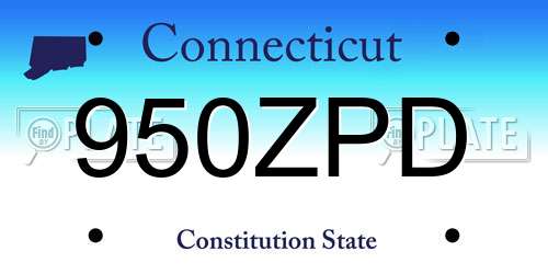 950ZPD Connecticut License Plate