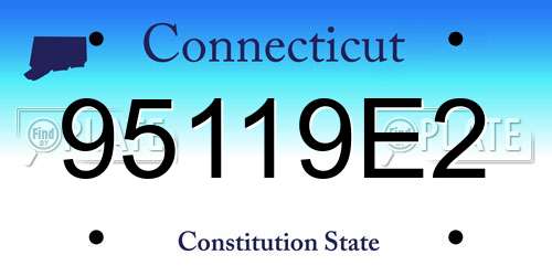 95119E2 Connecticut License Plate
