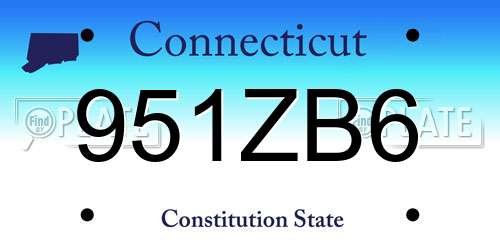 951ZB6 Connecticut License Plate