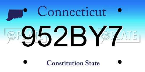 952BY7 Connecticut License Plate