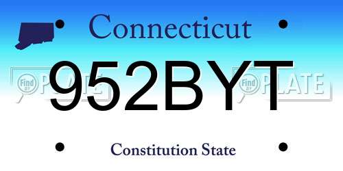 952BYT Connecticut License Plate