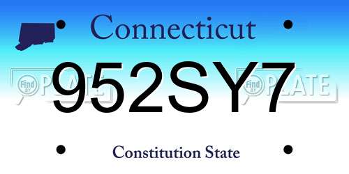 952SY7 Connecticut License Plate