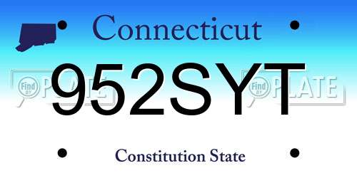952SYT Connecticut License Plate