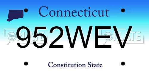 952WEV Connecticut License Plate