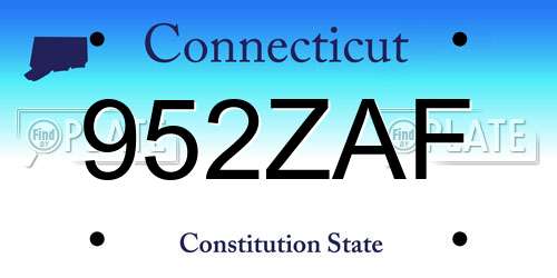 952ZAF Connecticut License Plate