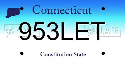 953LET Connecticut License Plate