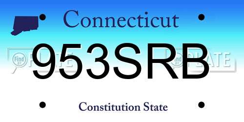 953SRB Connecticut License Plate