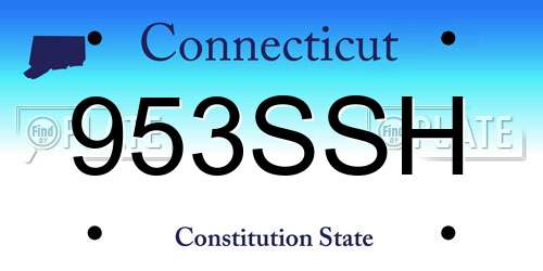953SSH Connecticut License Plate
