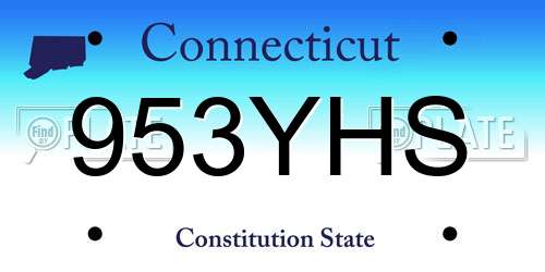 953YHS Connecticut License Plate
