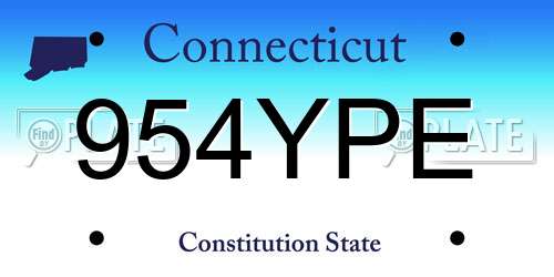 954YPE Connecticut License Plate