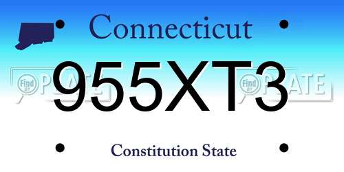 955XT3 Connecticut License Plate