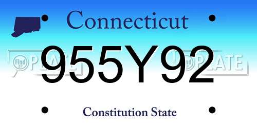 955Y92 Connecticut License Plate