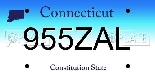 955ZAL Connecticut License Plate