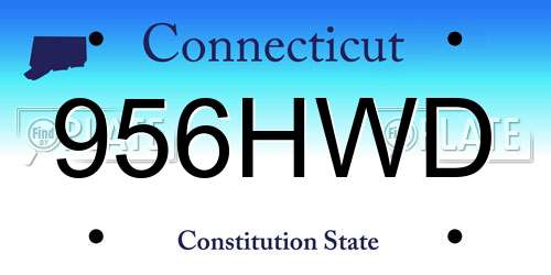 956HWD Connecticut License Plate