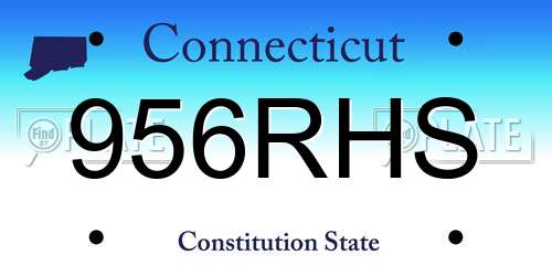 956RHS Connecticut License Plate