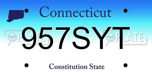 957SYT Connecticut License Plate