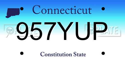 957YUP Connecticut License Plate