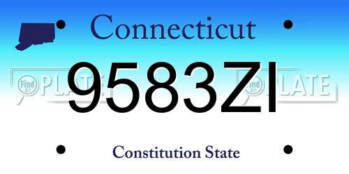 9583ZI Connecticut License Plate