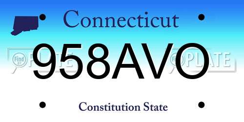 958AVO Connecticut License Plate