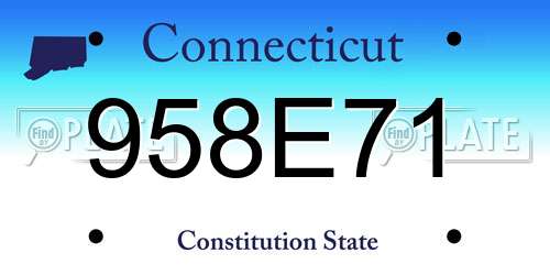 958E71 Connecticut License Plate