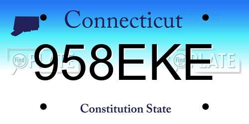 958EKE Connecticut License Plate