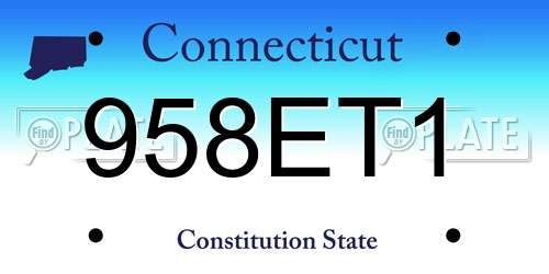 958ET1 Connecticut License Plate