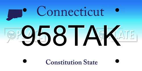 958TAK Connecticut License Plate