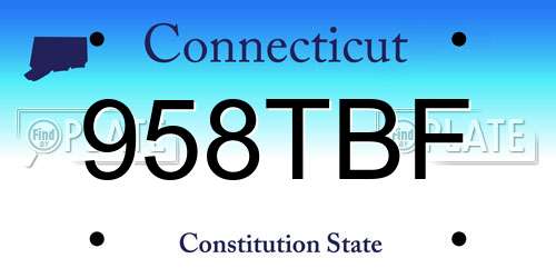 958TBF Connecticut License Plate