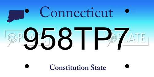958TP7 Connecticut License Plate