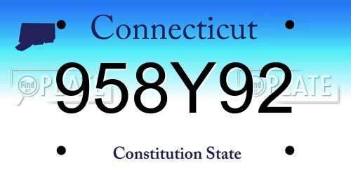 958Y92 Connecticut License Plate